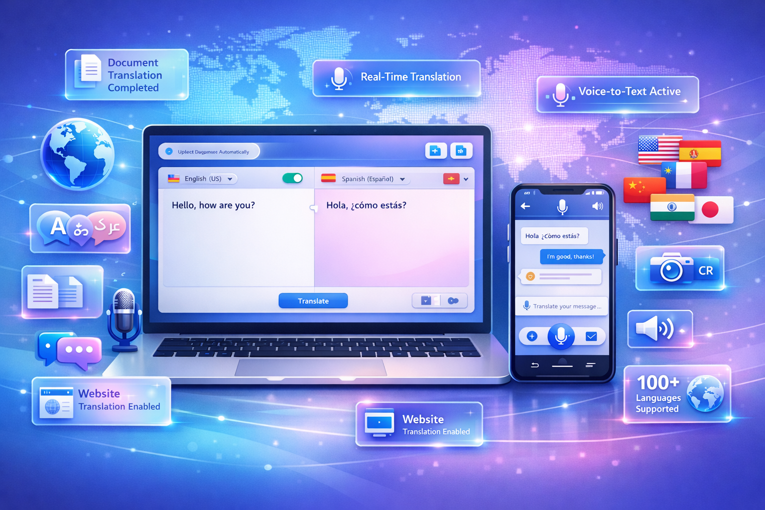 AI Multilingual Translator Website 